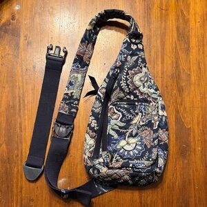 Vera Bradley Sling Crossbody Java Navy Camo Bag with extension strap.
